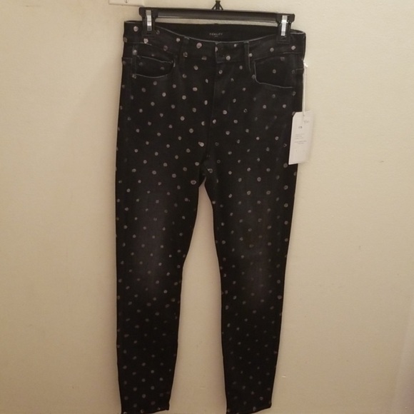 Fidelity Jeans - black & silver polka dots - Picture 2 of 9